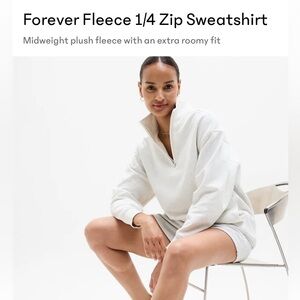 Athleta Forever Fleece 1/4 Zip Pullover (grey, small)